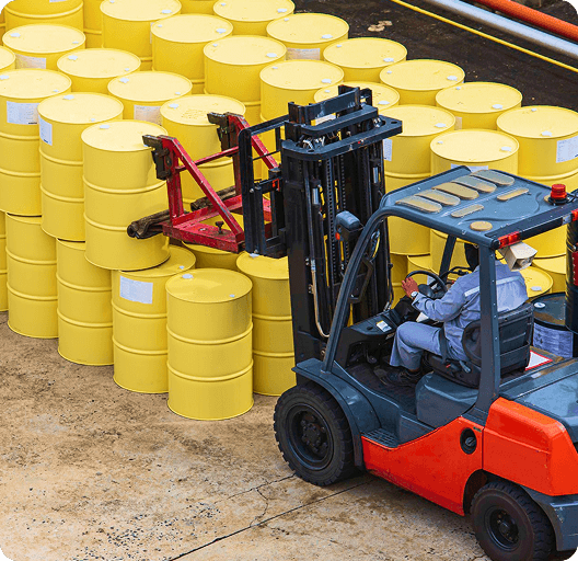 HDPE oil containers on a manufacturing line